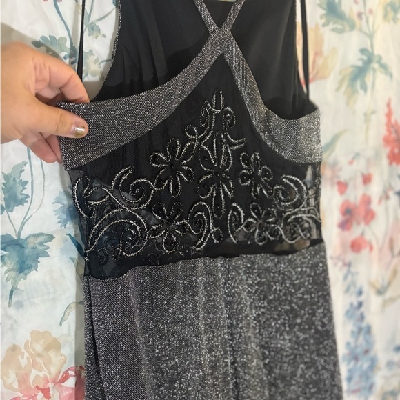 Vintage Bari Jay Glittering Black and Silver Maxi Dress - Picture 5 of 11